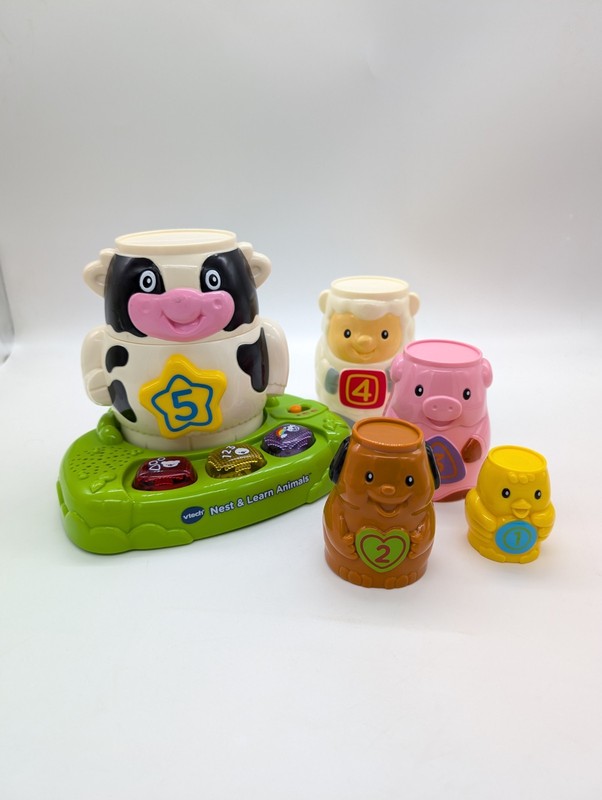 Vtech Nest Learn Animals Stacking Toddler Toy Color Number Lights Sounds TESTED