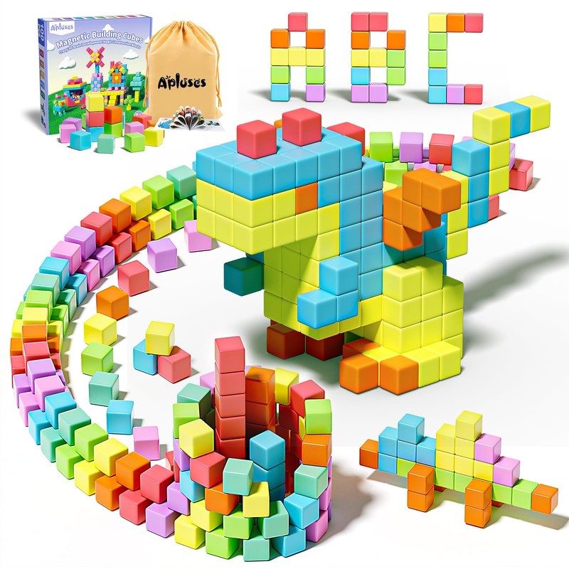 Apluses Magnetic Blocks Toddlers! STEM Sensory Building Cubes Toy Kids Autism