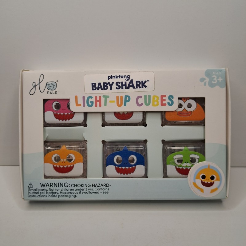 Glo Pals Baby Shark Light-up Cubes (6) Toddler Bath Water Sensory Toy Pinkfong