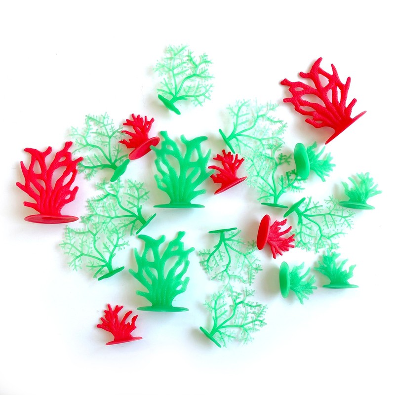 42 Pc Ocean Sea Animal Bath Toy Set Sharks Whale Turtle Coral with Storage Jar gallery