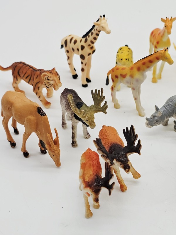 Large Lot of 36 Small 2" Jungle Wild Farm Animals Plastic Toy Figures Pretend gallery