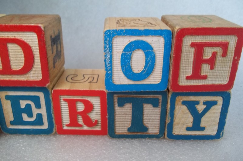 Vintage ABC Alphabet Blocks LAND of LIBERTY red blue Home Decor 4th American gallery