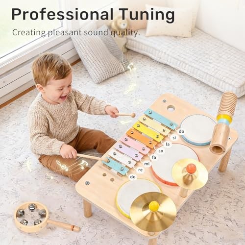 9-in-1 Kids Drum Set - Montessori Musical Instruments for Toddlers, Baby Gift, E gallery