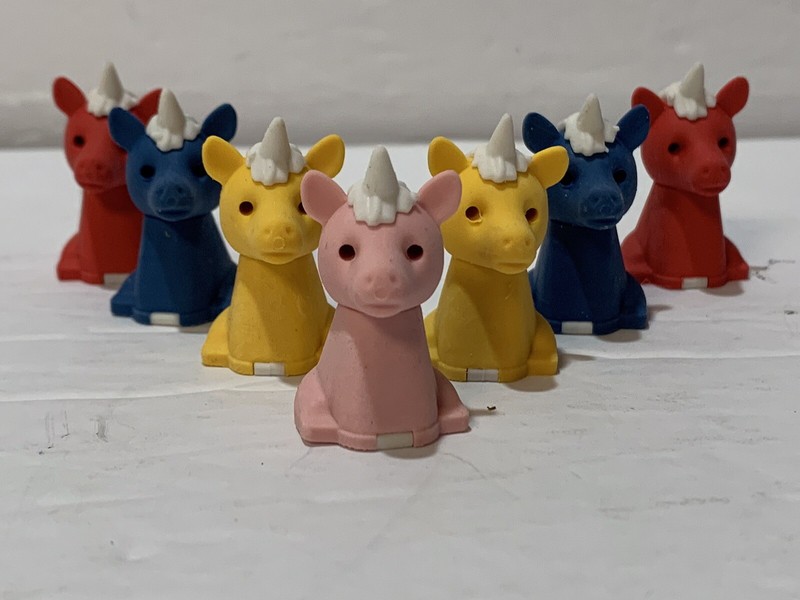 IWAKO Eraser Japanese Puzzle Colorz Unicorn 7 Erasers pink yellow blue red