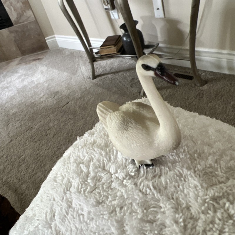Swan Toy, Museum Quality Rubber Replica Bird, Hand Painted 2 1/2″ CWG192 EUC