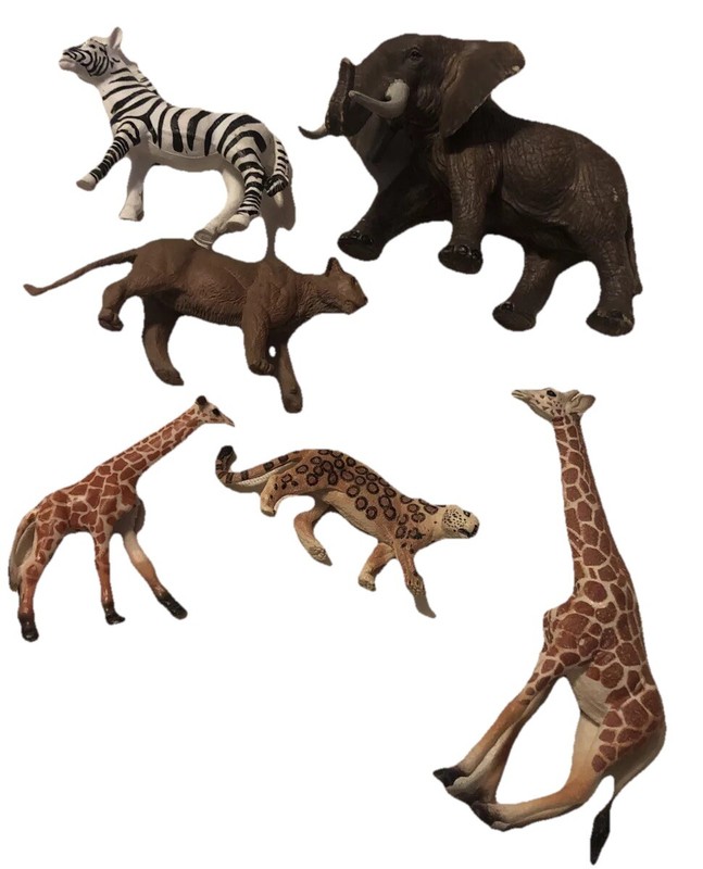 Lot Of 7 Plastic Wild Jungle Safari Animals Mixed Lot