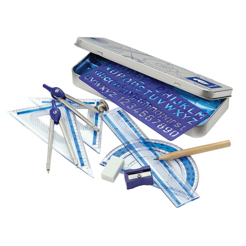 STAEDTLER 10-Piece Math Set with Metal Compass, 6" Ruler Compact, Multicolor gallery