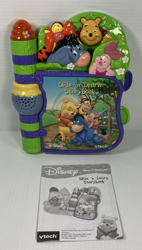 VTech Disney Winnie The Pooh Slide N Learn Storybook Electronic TESTED & WORKS!