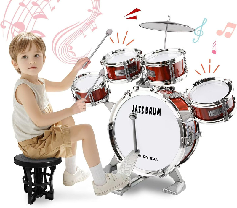 Toy Drum Set for Toddlers Music Toys for 3 4 5 Year Old Kids Jazz Drum Kit with