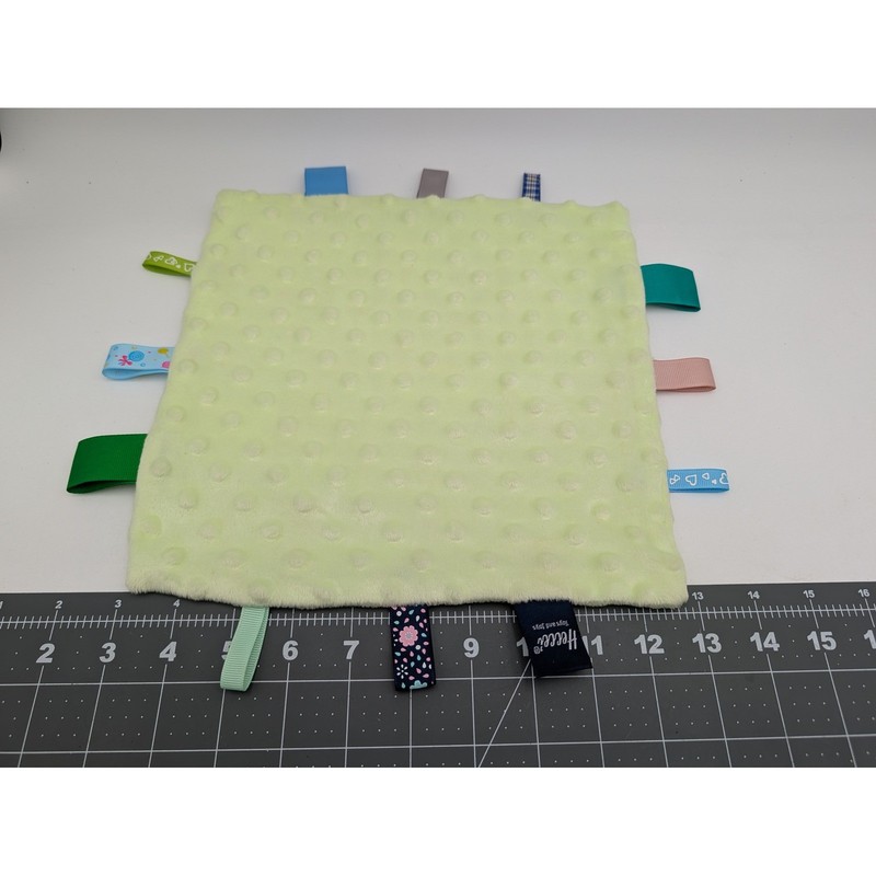 Heccei Lovey Security Blanket Light Green Minky Dot Ribbon Sensory Toy