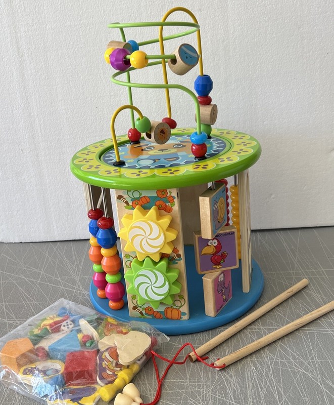 Multifunctional 10 in-1 Activity Cube Bear Bead Maze Wooden 3+ Years