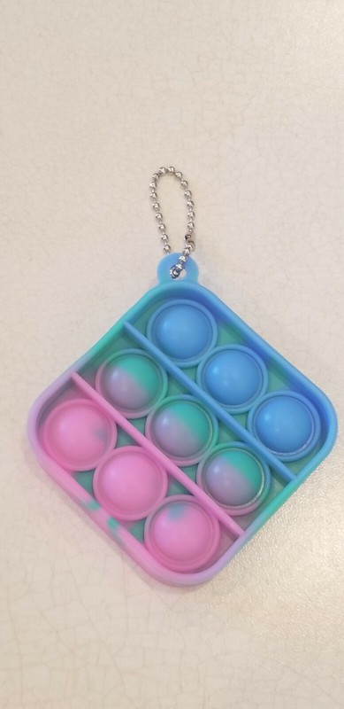 Multicolored Silicone Sensory Fidget Bubble Popper Keychain Backpack Accessory