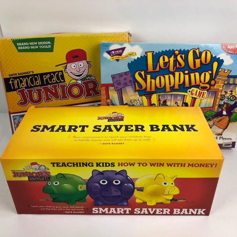 Financial Peace Junior Piggy Banks + Lets Go Shopping Kids Money Management Lot