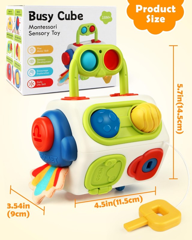 Vanmor 10-in-1 Busy Cube for 18+ Months Toddlers - 8-Sided Montessori Medium gallery