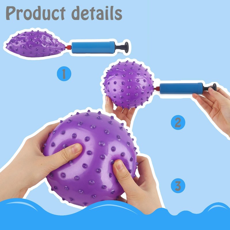 LOVEINUSA 8-Pack 7in Knobby Bouncy Sensory Spiky Balls Pump Kids Party Favors gallery