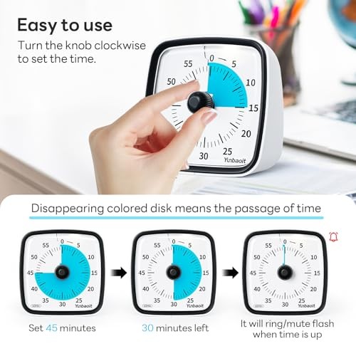 Visual Timer with Night Light, 60-Minute Countdown Timer for Kids Dark Black gallery