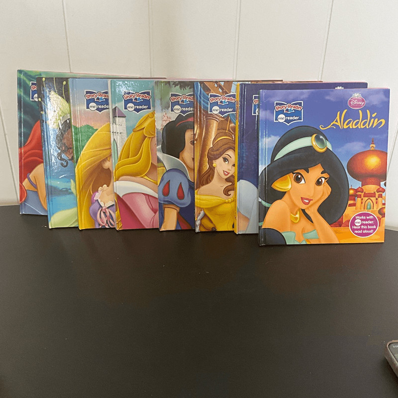 Lot of 8 Disney Story Reader Books Educational Tools Cinderella Aladdin Tangled