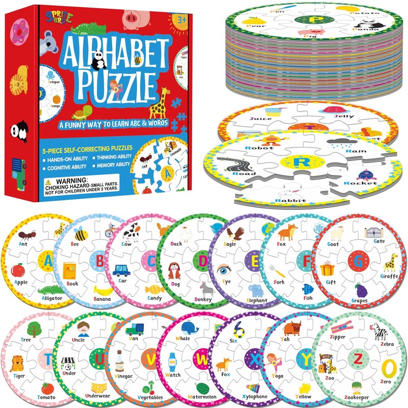 26 Pieces Alphabet Letters Word Matching Puzzle Educational Toddlers Learning