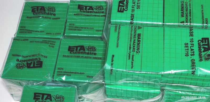 ETA Cuisenaire( Base 10 Flats Green SET and Base 10 Cube Plastic ) Lots