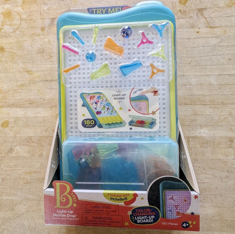 B Toys Light-Up Marble Drop & Peg Art Playset, Educational STEM, Kids 4+, NEW
