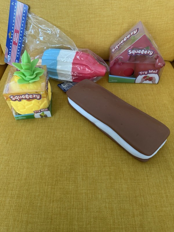 Squeezy Tactile Squish Lot Pineapple Cherry Popsicle Ice Cream Sandwich 3+