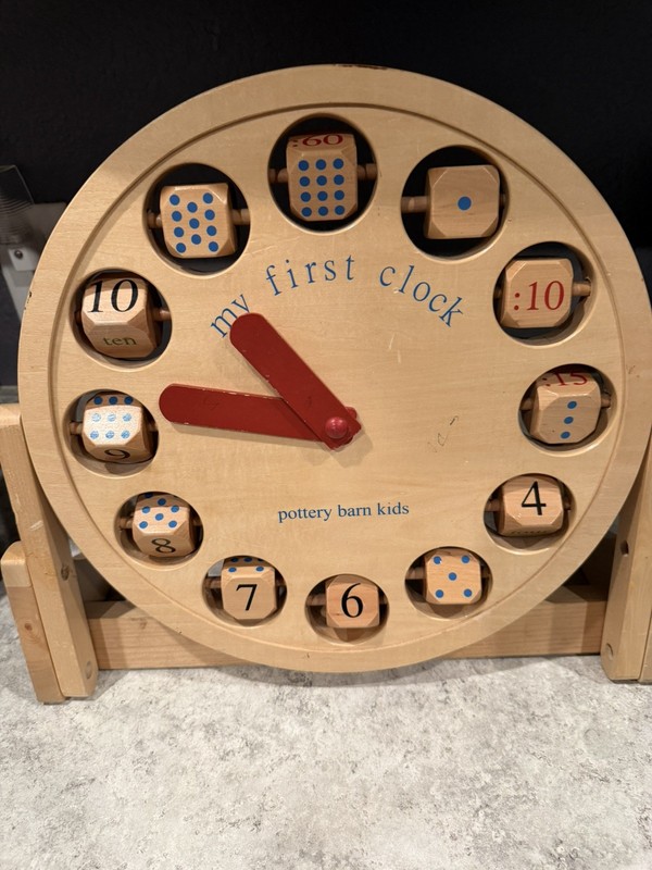 Pottery Barn kids- My First Clock Analog Numbers Telling Time 4 Ways