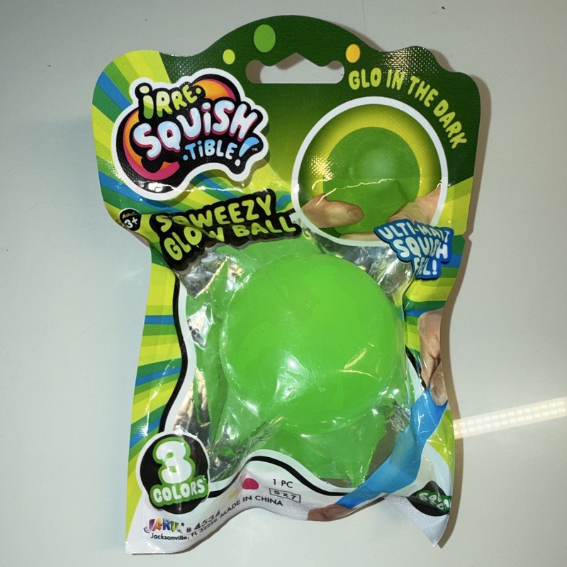 Lot of 4 Sqweezy Squishy Glow Ball Glow in the Dark Green Blue Squeeze gallery