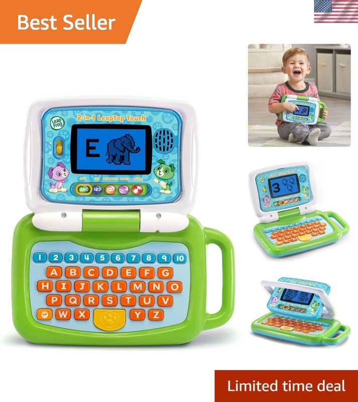 Kids 2-in-1 LeapTop Touch – Green Educational Tablet & Laptop for Learning