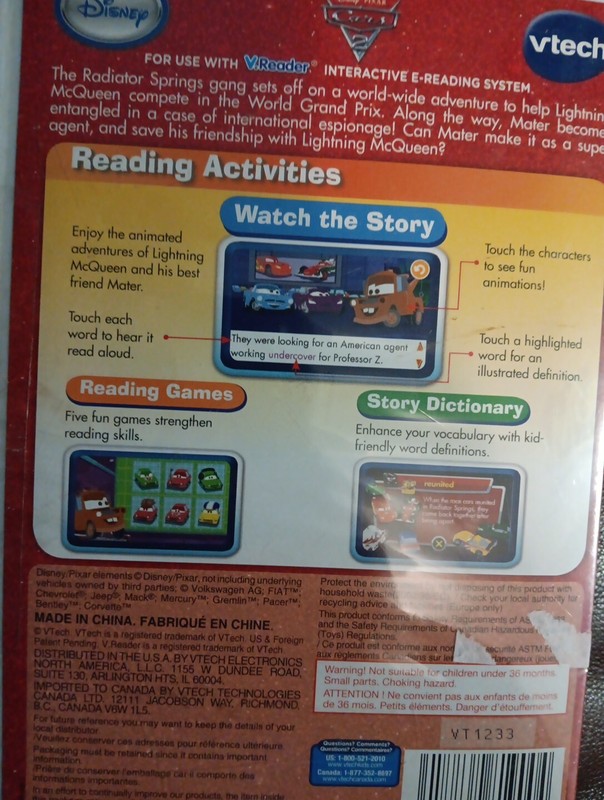 Vtech V.Reader DISNEY Cars 2 Interactive E-Reading System Ages 4-6 NEW SEALED gallery