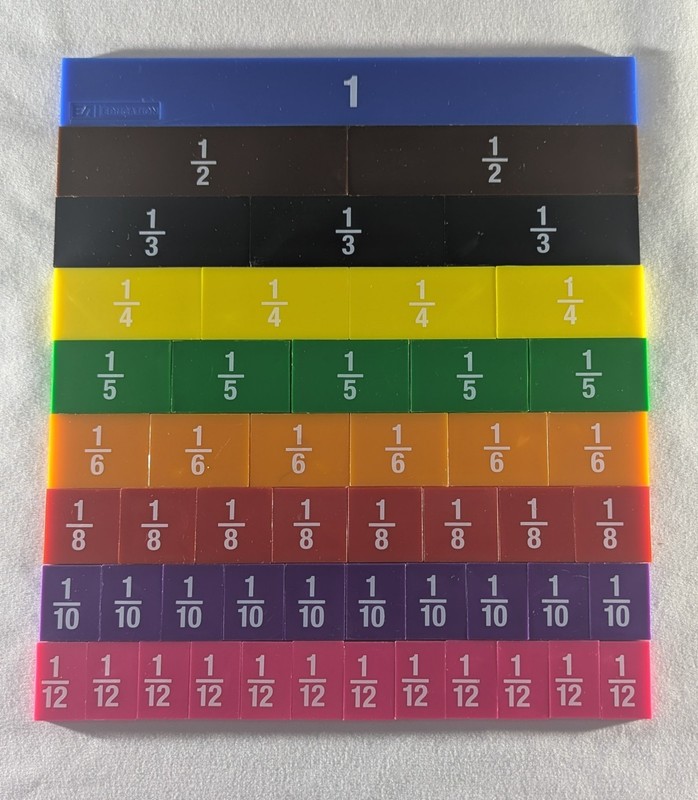 EAI Education Fraction Tiles – Set of 51 Color-Coded Tiles Math Learning Tool
