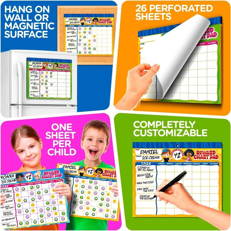 Behavior Reward Chart System - Pad with 26 Chore Charts for Kids, 2800 Sticke... gallery