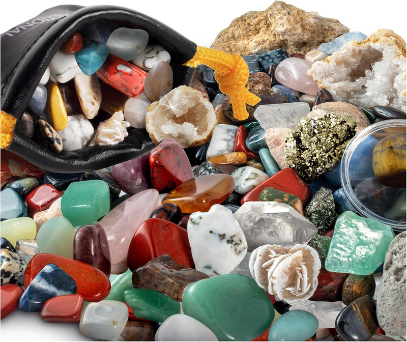 300+ Piece Rock Collection Box for Kids - Geodes, Crystals & Minerals Set