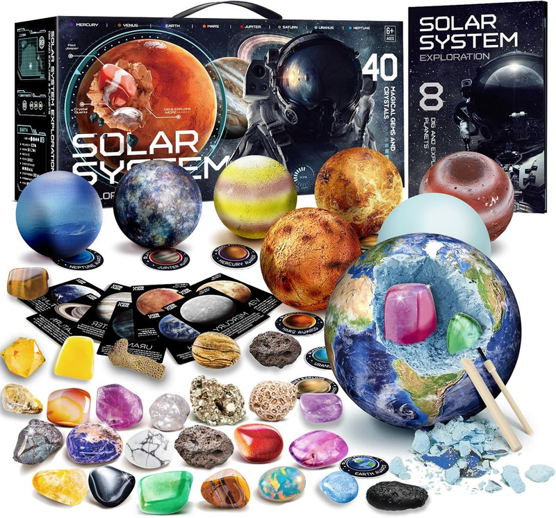 Gemstone Dig Kit – Dig It Up 40 Real Gems & Crystals with Mining Kit Tools, Sola