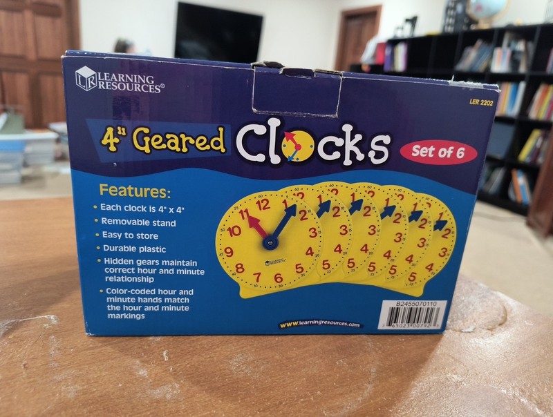 Learning Resources Set Of 6 4” Interactive Hands-on Learning Clocks, Yellow