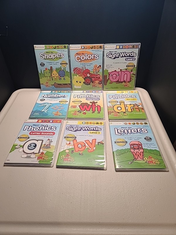 Preschool Prep Pack 9 DVDs Meet The Letters Phonics Words Numbers Colors Shapes
