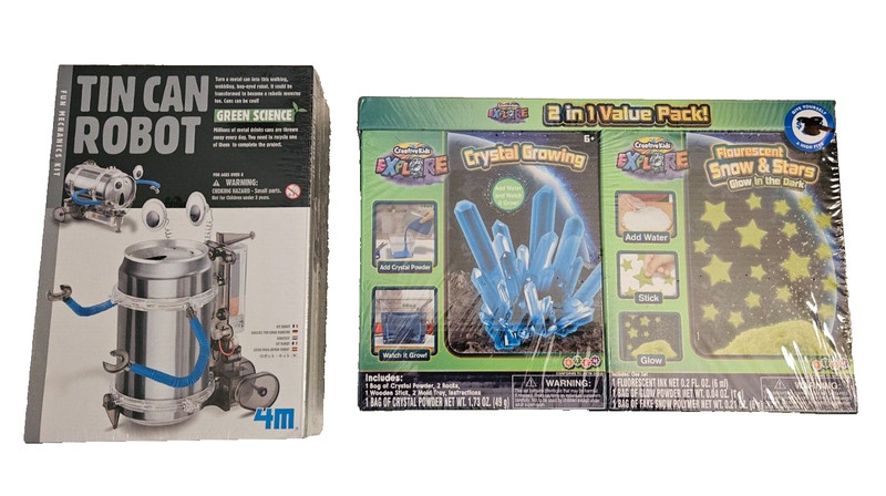 4M Toysmith Tin Can Robot Kit byGreen Science & Crystal Growing/Snow&Stars Kits