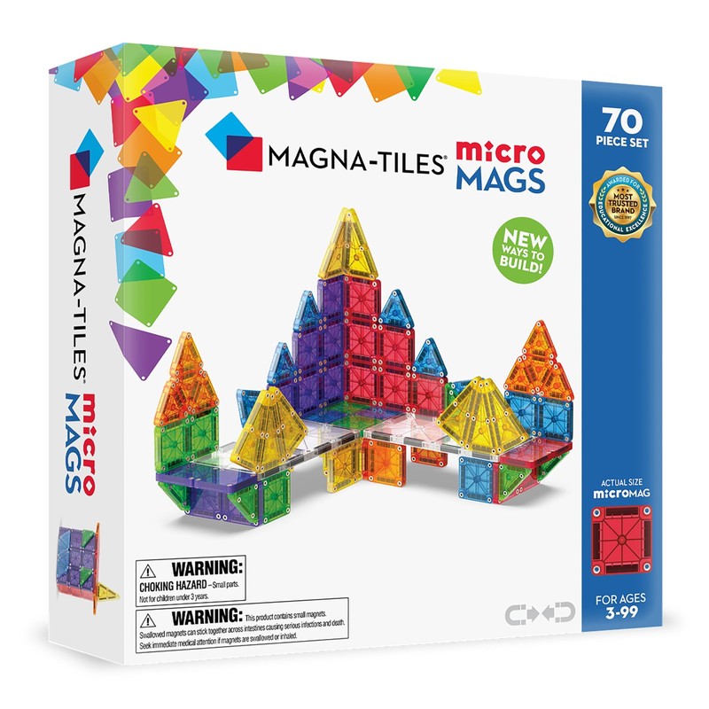 Magna-Tiles microMAGS 70-Piece Deluxe Magnetic Small, Multi-coloured
