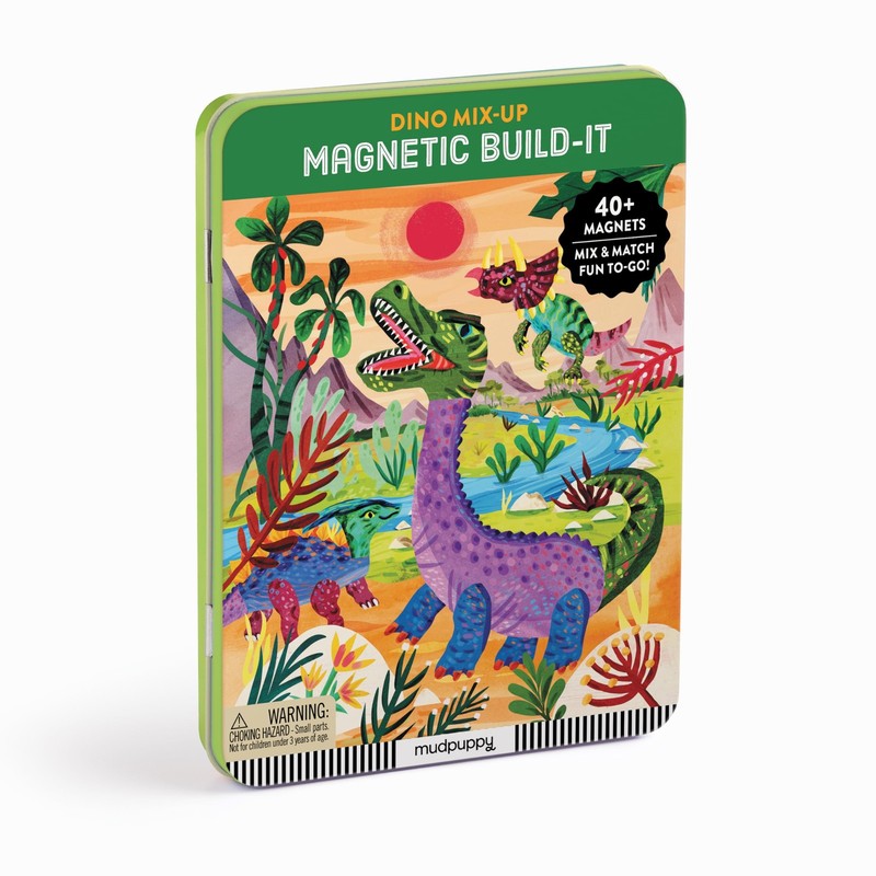 Mudpuppy Dino Mix Up Magnetic Toy for Kids with Storage Tin and Scenes