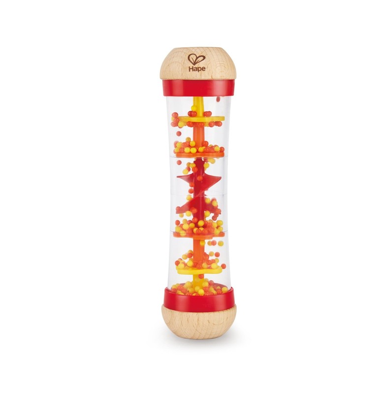 Hape Beaded Raindrops | Mini Wooden Musical L: 2, W: H: 7.9 inch, Red