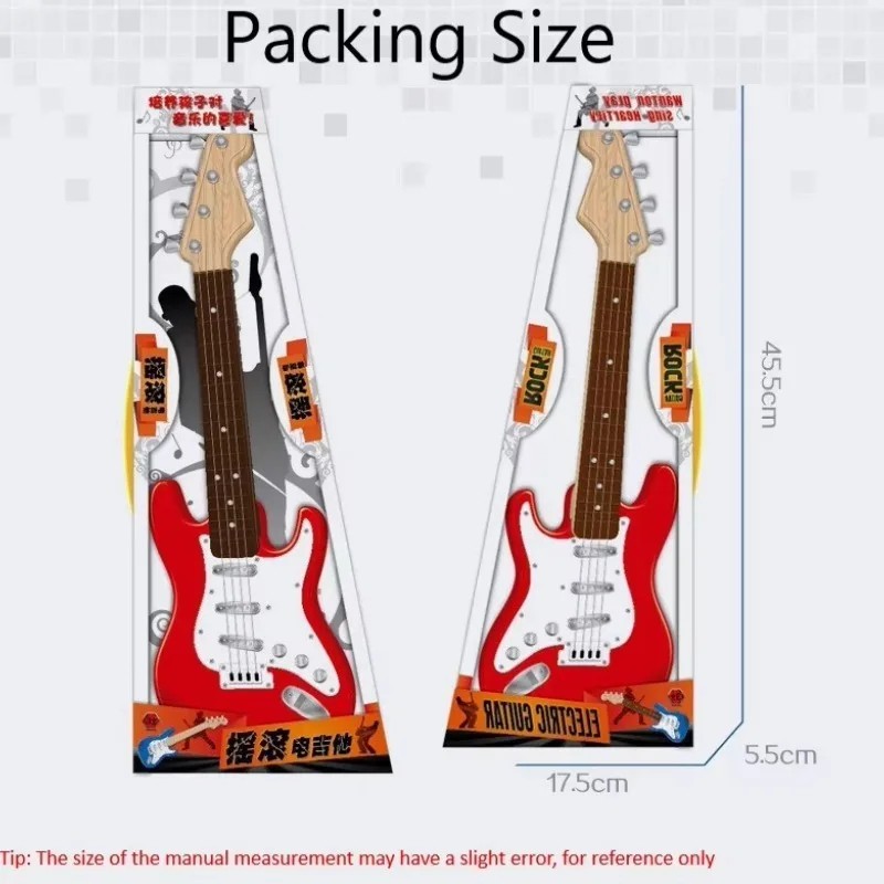 Portable red electric guitar toy for children -musical instrument with 4 strings gallery