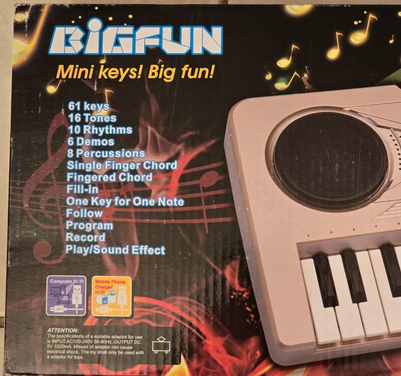 Bigfun BF-630B1 Electronic Keyboard 61 Keys – Great for KIDS BRAND NEW • SEALED gallery