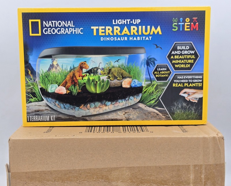 NEW Dinosaur Habitat Light-Up Terrarium Kit for Kids with Plants and Gemstones