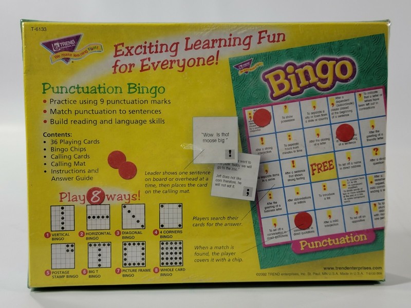 Punctuation Bingo Board Game Learning Reading Language Skills Fun Kids Gift NEW gallery