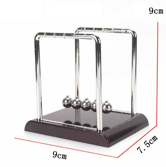 Office Classic Newton Pendulum Ball – Brown Wooden Base, Balance Ball, Desktop