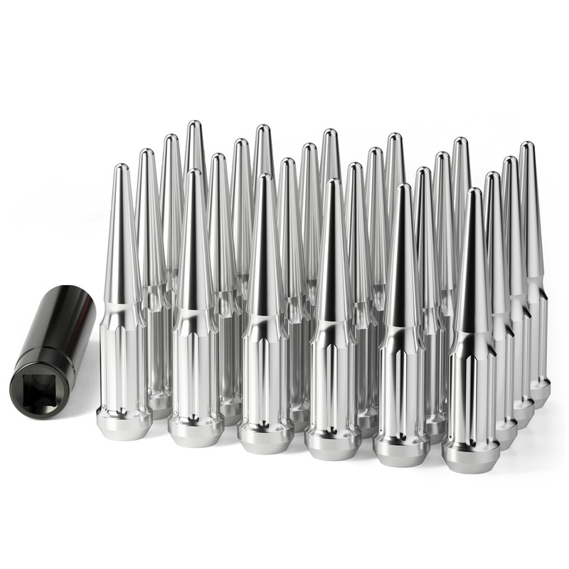 M14x1.5 Spike Lug Nuts 24 Pcs, Chrome Spiked Nut with M14x1.5,