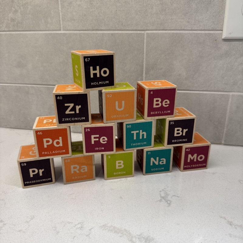 13 Uncle Goose Periodic Table of Elements Set Wood Blocks 1.75″ Chemistry Color