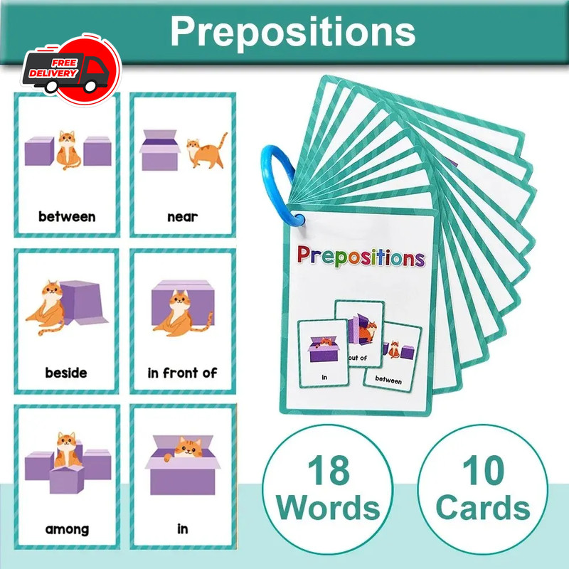Montessori English Vocabulary Learning Cards for Kids Kindergarten Teaching Aids