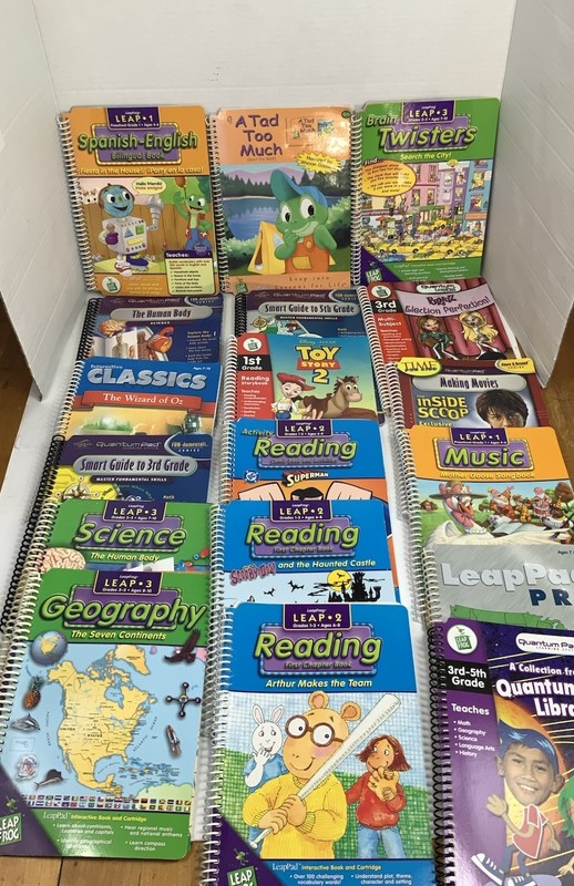 LeapFrog Quantum Pad & LeapPad 18 Book Lot + 5 Turbo Twist Cartridges Bundle