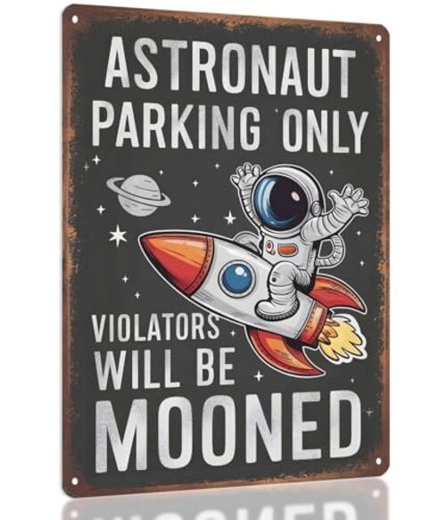 Astronaut Parking Sign – Funny Space Room Decor for Boys, Outer Space Gift