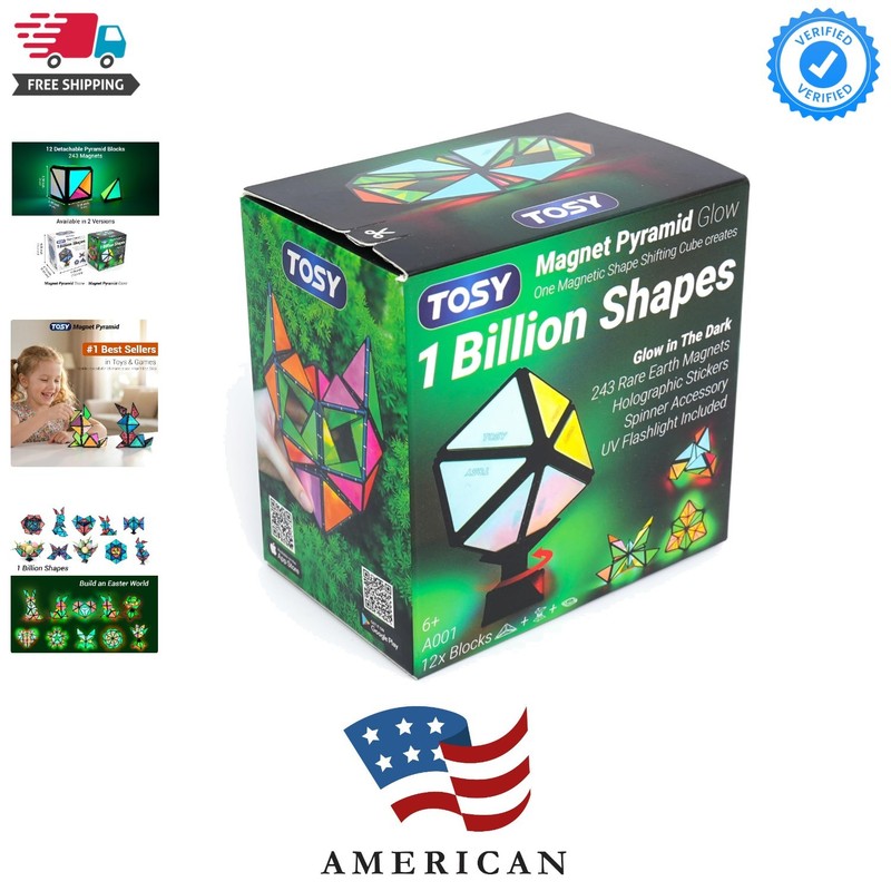 Magnet Pyramid Glow - 1 Cube Transforms into 1 Billion Shapes Bunny, Egg, Flo...